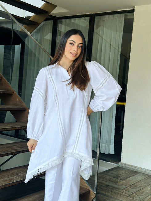 All White Summer Pakistani Kurta Set